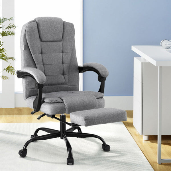 Artiss Office Chair Executive Fabric Seat Racing Computer Desk Chairs Footrest Artiss