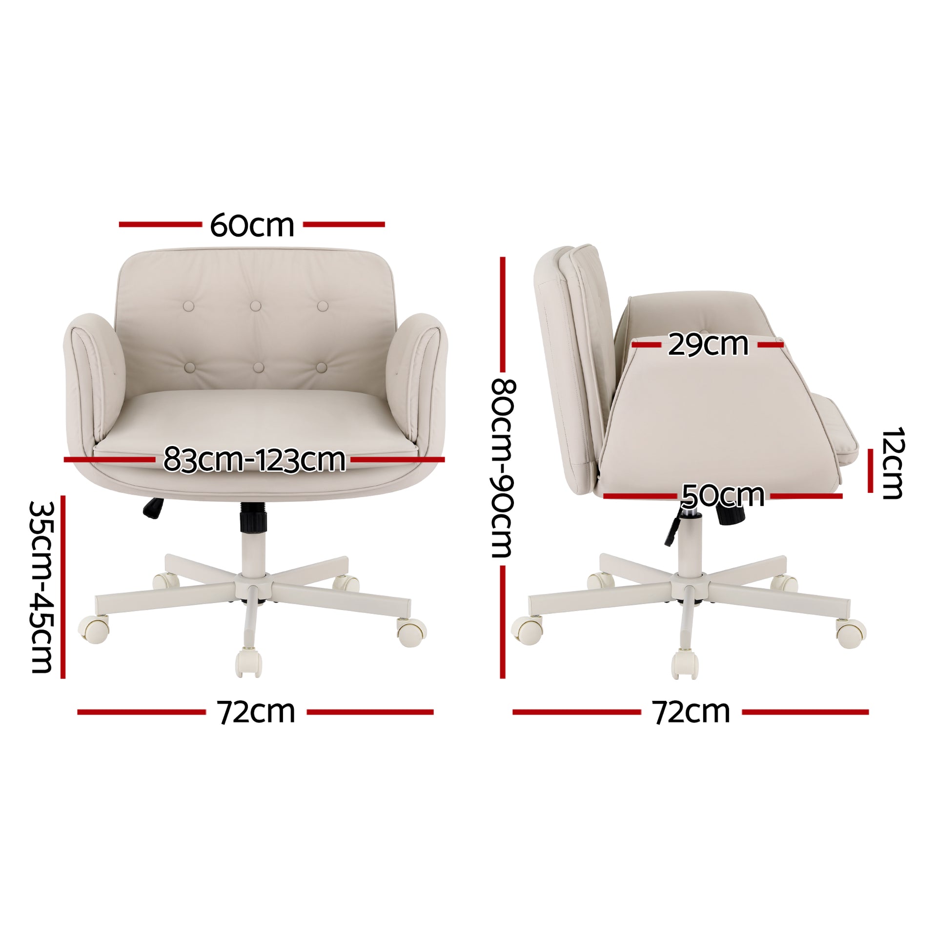 Artiss Criss Cross Chair with Wheels & Adjustable Armrests, Ergonomic Cross Legged Office Desk Chair PU Leather Vanity Chair Swivel for Home, Make Up, Bedroom, Computer, Beige Awezingly