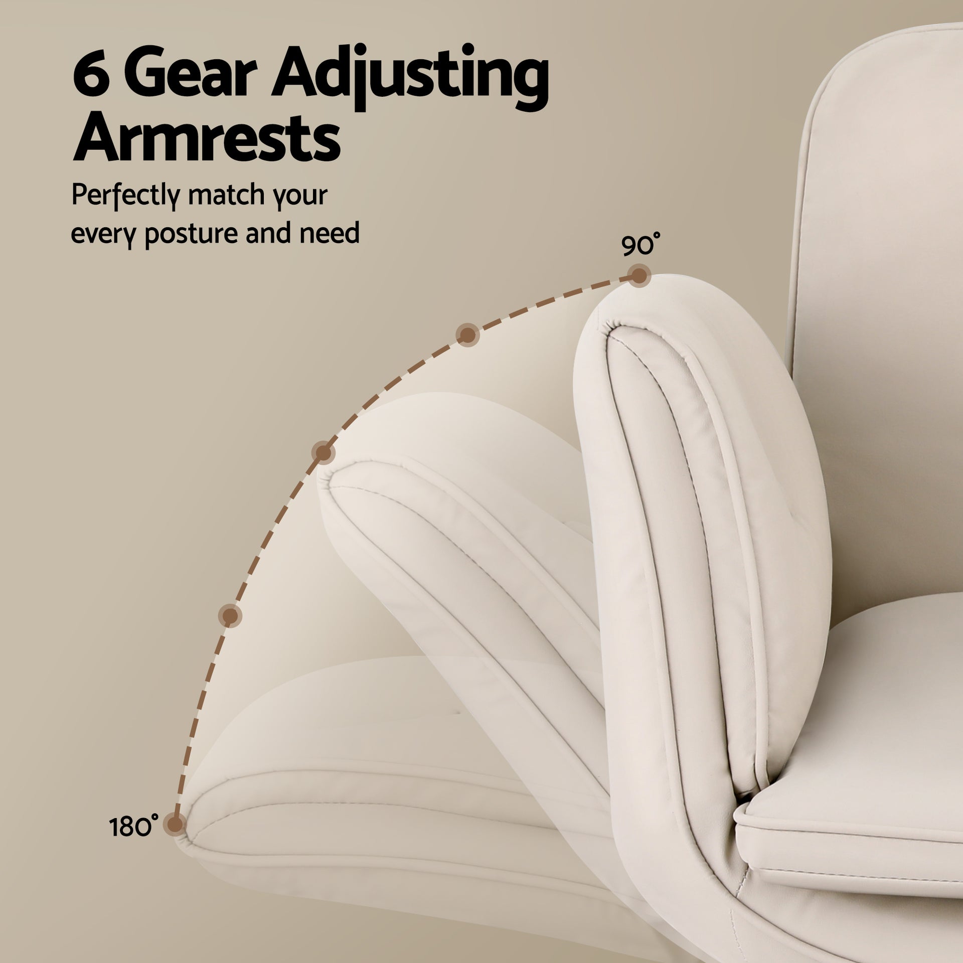 Artiss Criss Cross Chair with Wheels & Adjustable Armrests, Ergonomic Cross Legged Office Desk Chair PU Leather Vanity Chair Swivel for Home, Make Up, Bedroom, Computer, Beige Awezingly