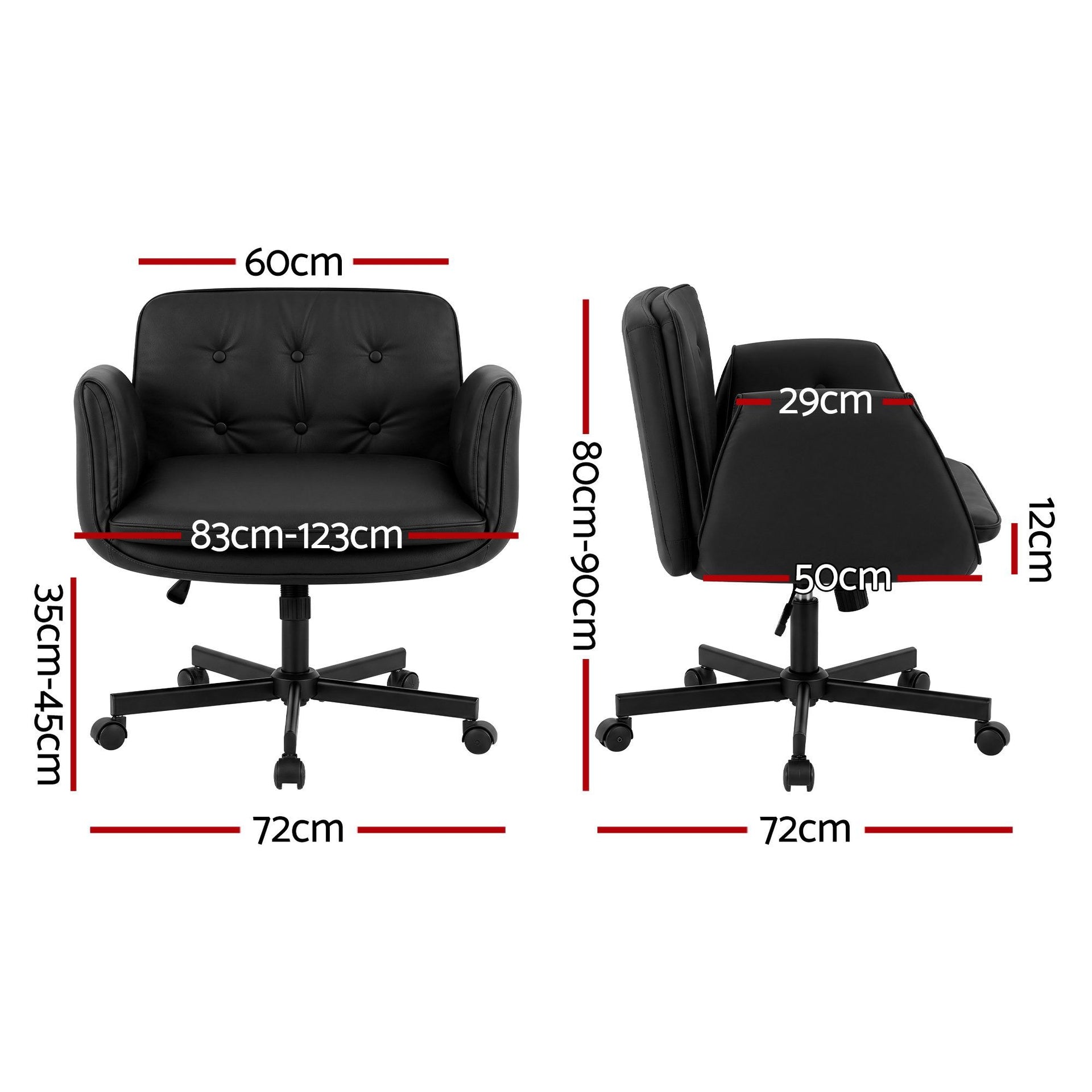 Artiss Criss Cross Chair with Wheels & Adjustable Armrests, Ergonomic Cross Legged Office Desk Chair PU Leather Vanity Chair Swivel for Home, Make Up, Bedroom, Computer, Black Awezingly
