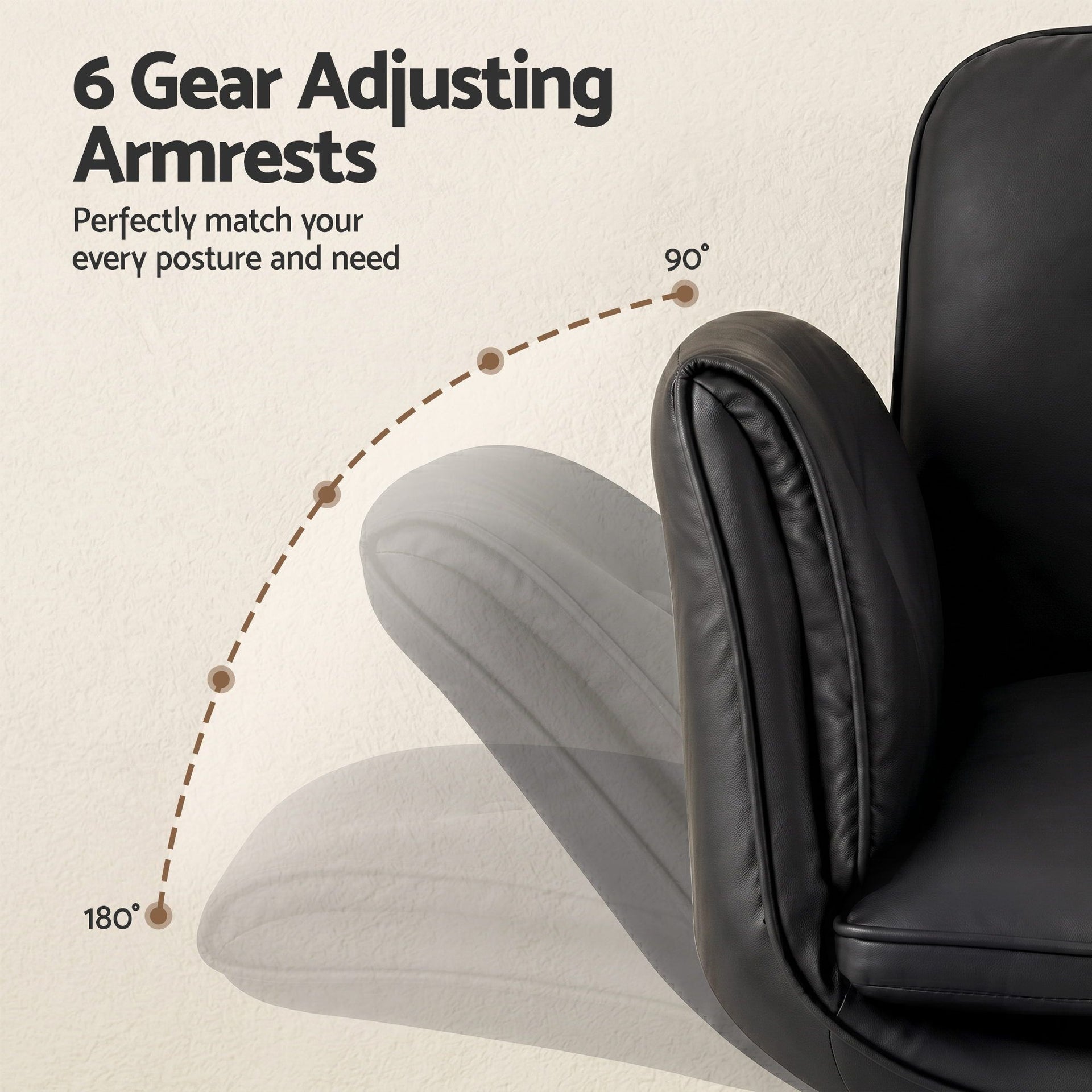 Artiss Criss Cross Chair with Wheels & Adjustable Armrests, Ergonomic Cross Legged Office Desk Chair PU Leather Vanity Chair Swivel for Home, Make Up, Bedroom, Computer, Black Awezingly