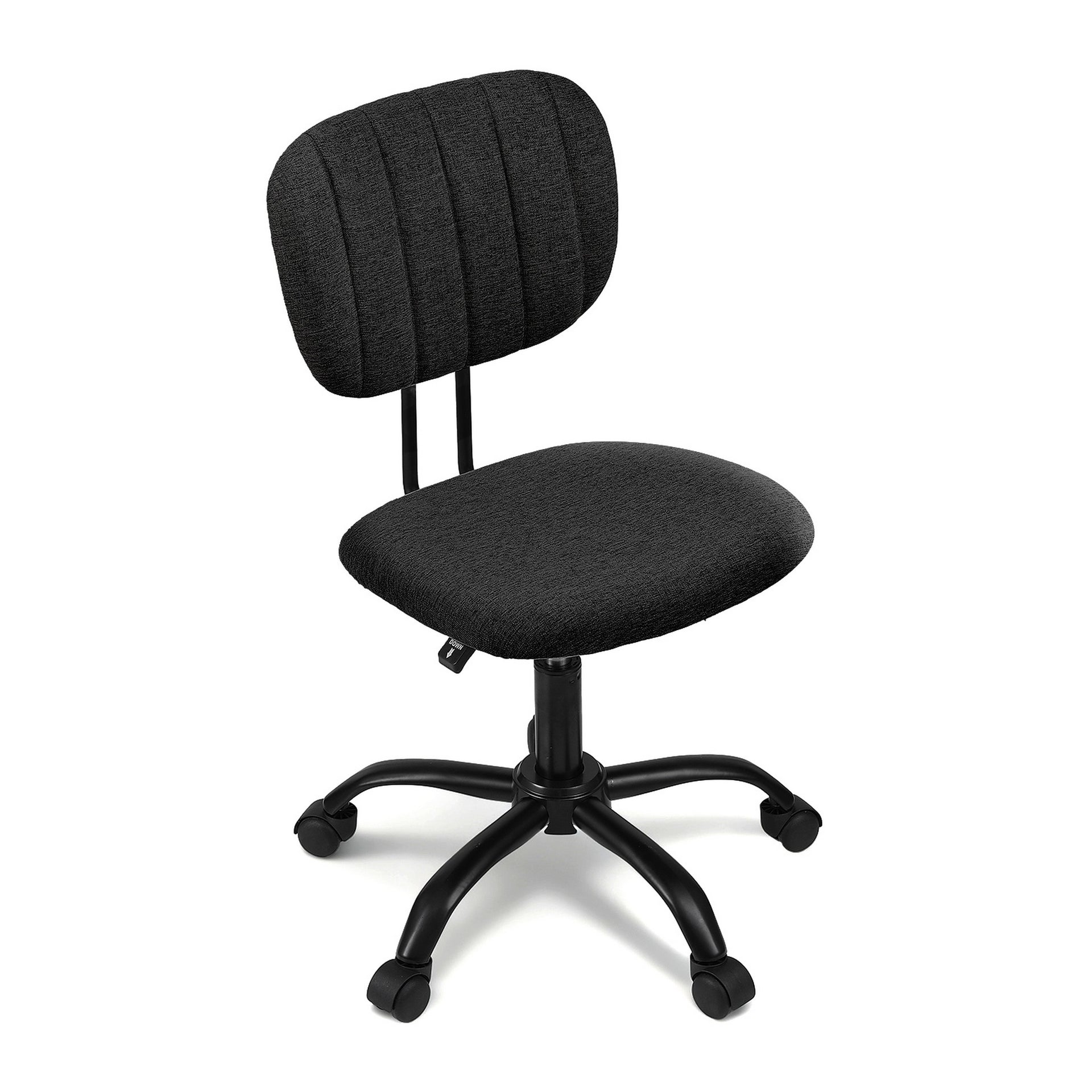 Artiss Armless Office Chair with Wheels, Ergonomic 360° Swivel Home Office Desk Chair, Height Adjustable Computer Task Chair with Fabric Back and Seat for Small Space, Black Artiss