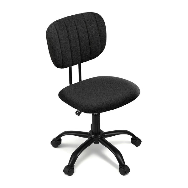 Artiss Armless Office Chair with Wheels, Ergonomic 360° Swivel Home Office Desk Chair, Height Adjustable Computer Task Chair with Fabric Back and Seat for Small Space, Black Artiss