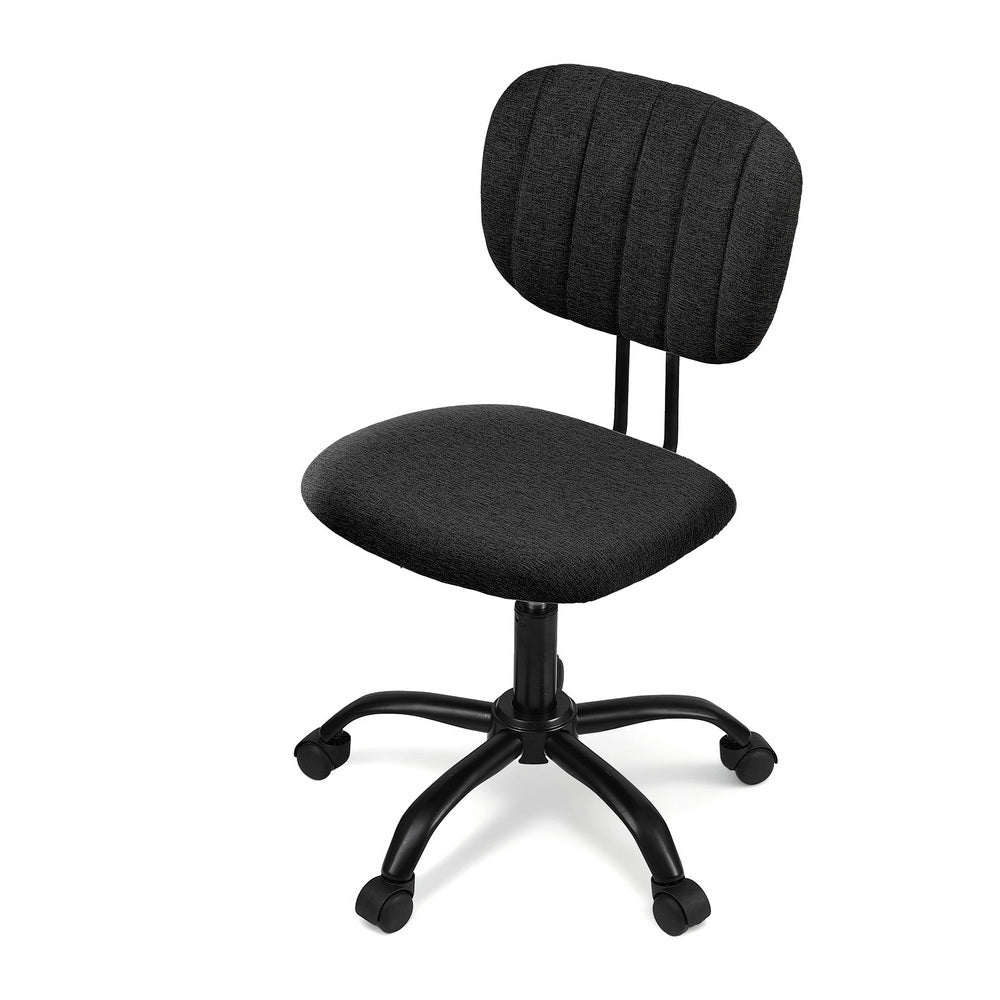Artiss Armless Office Chair with Wheels, Ergonomic 360° Swivel Home Office Desk Chair, Height Adjustable Computer Task Chair with Fabric Back and Seat for Small Space, Black Artiss