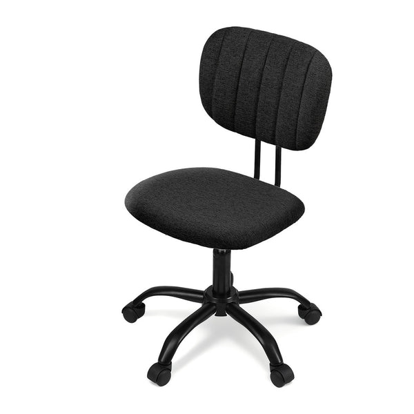 Artiss Armless Office Chair with Wheels, Ergonomic 360° Swivel Home Office Desk Chair, Height Adjustable Computer Task Chair with Fabric Back and Seat for Small Space, Black Artiss