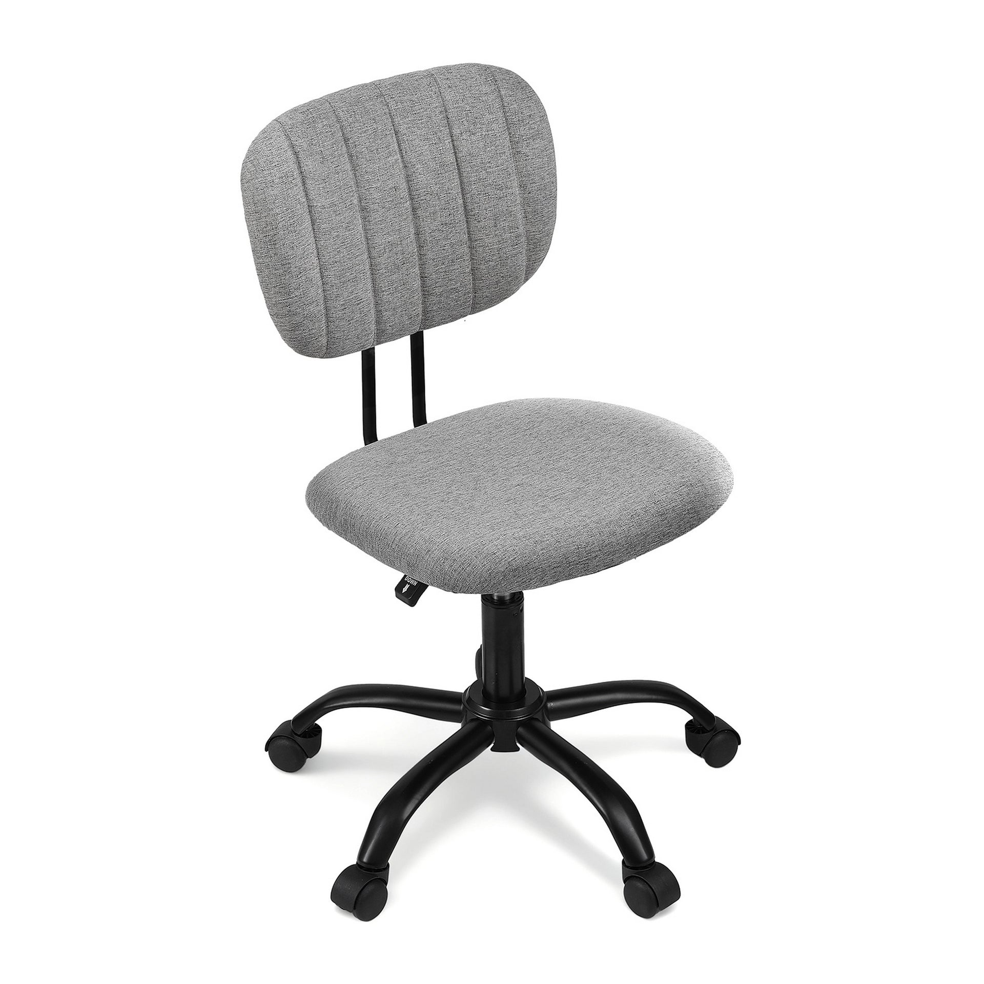 Artiss Armless Office Chair with Wheels, Ergonomic 360° Swivel Home Office Desk Chair, Height Adjustable Computer Task Chair with Fabric Back and Seat for Small Space, Grey Artiss