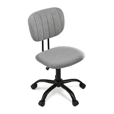 Artiss Armless Office Chair with Wheels, Ergonomic 360° Swivel Home Office Desk Chair, Height Adjustable Computer Task Chair with Fabric Back and Seat for Small Space, Grey