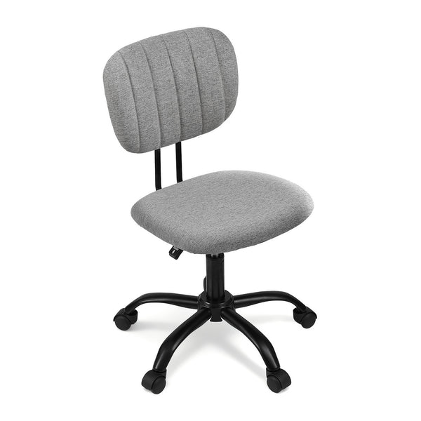 Artiss Armless Office Chair with Wheels, Ergonomic 360° Swivel Home Office Desk Chair, Height Adjustable Computer Task Chair with Fabric Back and Seat for Small Space, Grey Artiss