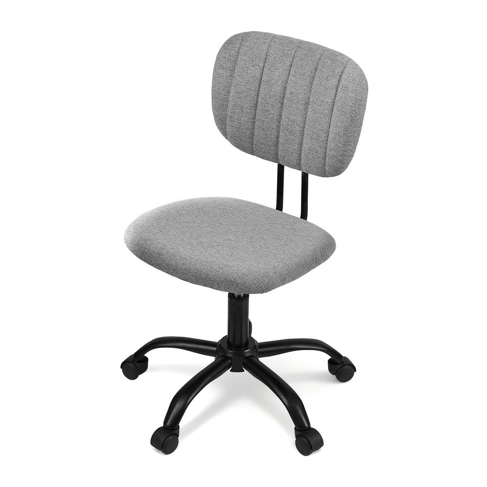 Artiss Armless Office Chair with Wheels, Ergonomic 360° Swivel Home Office Desk Chair, Height Adjustable Computer Task Chair with Fabric Back and Seat for Small Space, Grey Artiss