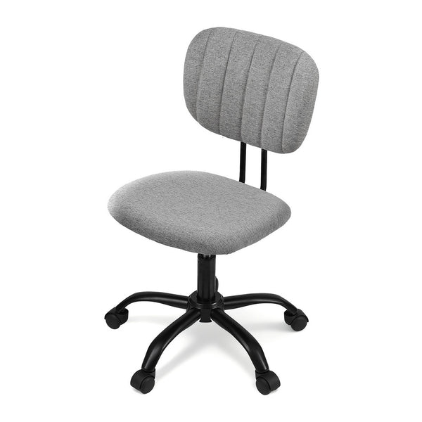 Artiss Armless Office Chair with Wheels, Ergonomic 360° Swivel Home Office Desk Chair, Height Adjustable Computer Task Chair with Fabric Back and Seat for Small Space, Grey Artiss