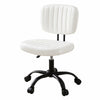 Artiss Armless Office Chair with Wheels, Ergonomic PU Leather Office Desk Chair, Height Adjustable 360° Swivel Computer Task Chair for Home Office, Study Room & Small Space, White