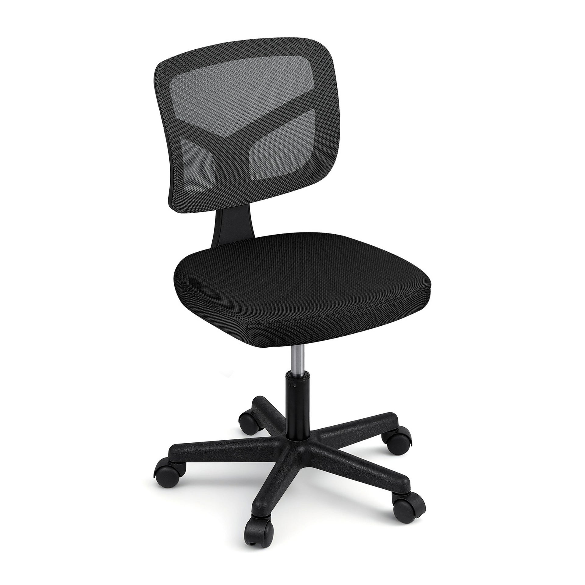 Artiss Armless Office Chair with Wheels, Ergonomic 360° Swivel Home Office Desk Chair, Height Adjustable Computer Task Chair with Fabric Back and Seat for Small Space, Black Artiss