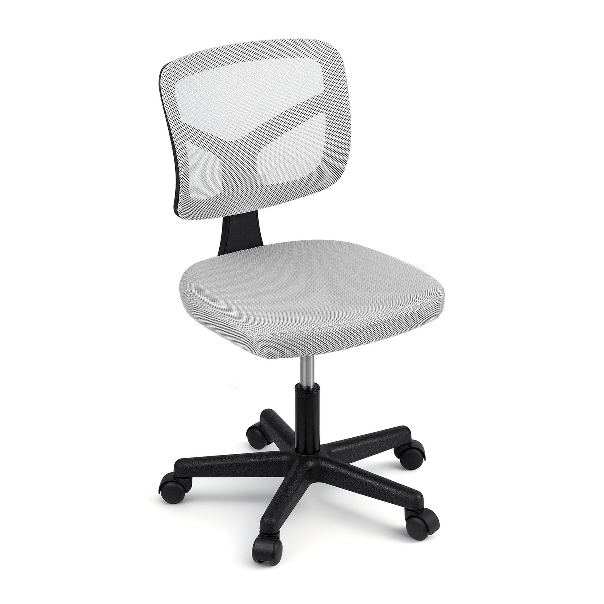 Artiss Armless Office Chair with Wheels, Ergonomic 360° Swivel Home Office Desk Chair, Height Adjustable Computer Task Chair with Fabric Back and Seat for Small Space, Grey Artiss