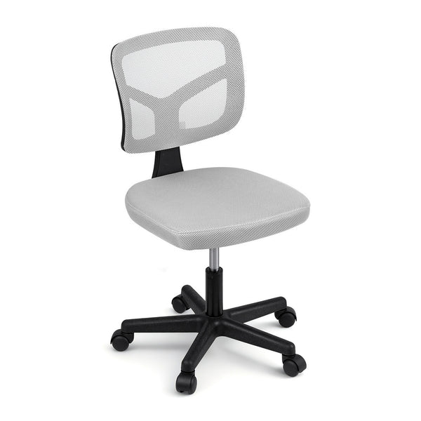 Artiss Armless Office Chair with Wheels, Ergonomic 360° Swivel Home Office Desk Chair, Height Adjustable Computer Task Chair with Fabric Back and Seat for Small Space, Grey Artiss