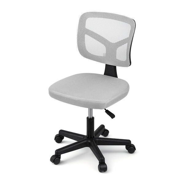 Artiss Armless Office Chair with Wheels, Ergonomic 360° Swivel Home Office Desk Chair, Height Adjustable Computer Task Chair with Fabric Back and Seat for Small Space, Grey Artiss