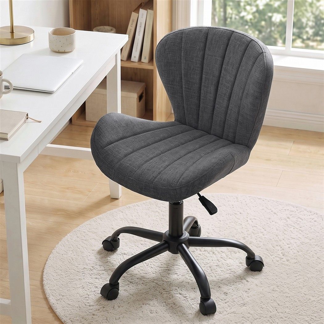 Artiss Ergonomic Office Chair Armless Height Adjustable Computer Desk Chair Fabric Dark Grey Awezingly