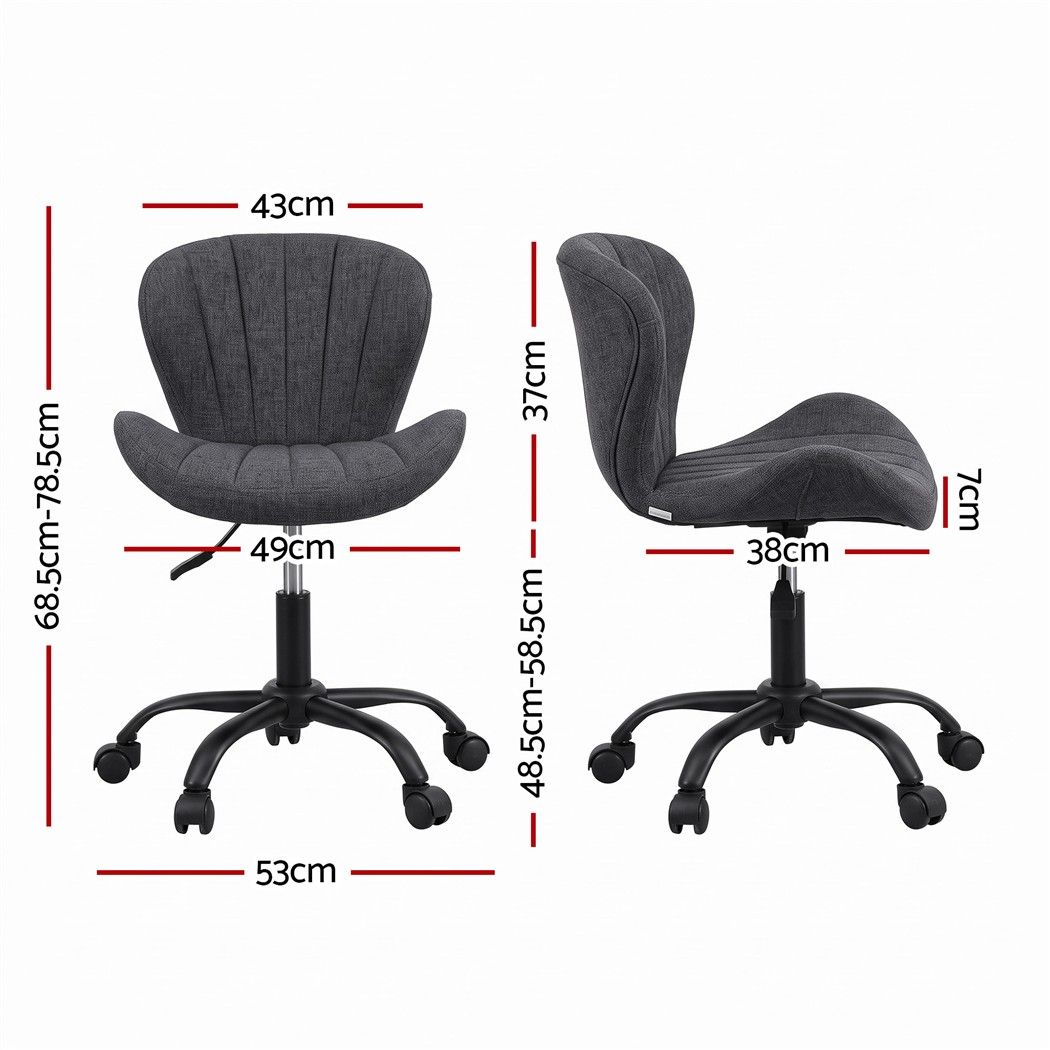 Artiss Ergonomic Office Chair Armless Height Adjustable Computer Desk Chair Fabric Dark Grey Awezingly