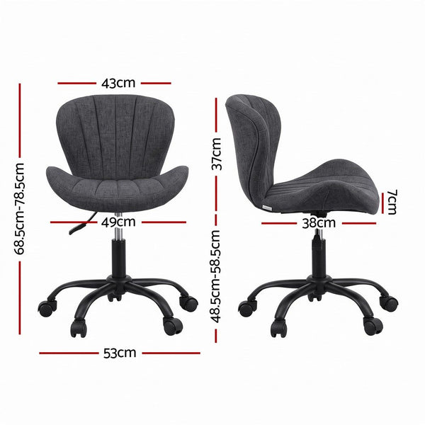 Artiss Ergonomic Office Chair Armless Height Adjustable Computer Desk Chair Fabric Dark Grey Awezingly