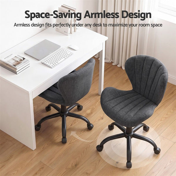 Artiss Ergonomic Office Chair Armless Height Adjustable Computer Desk Chair Fabric Dark Grey Awezingly