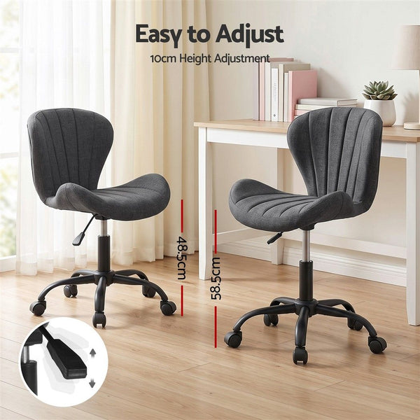 Artiss Ergonomic Office Chair Armless Height Adjustable Computer Desk Chair Fabric Dark Grey Awezingly