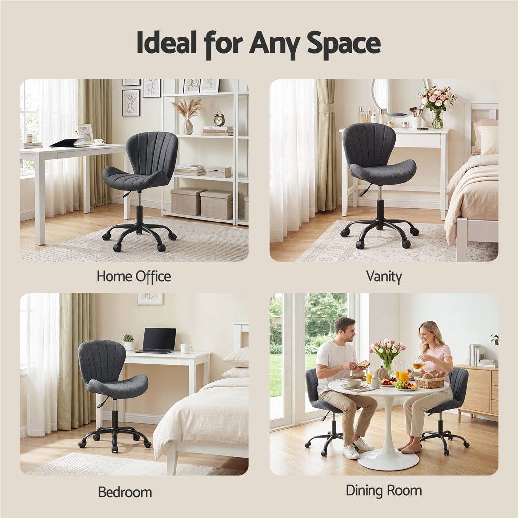 Artiss Ergonomic Office Chair Armless Height Adjustable Computer Desk Chair Fabric Dark Grey Awezingly