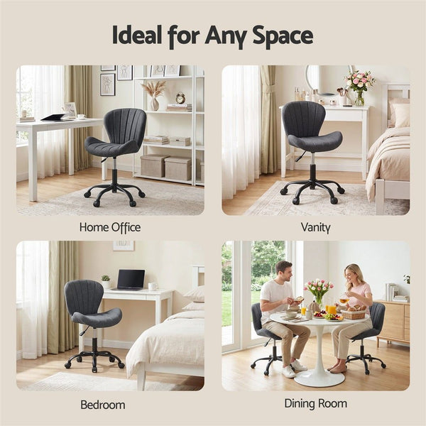 Artiss Ergonomic Office Chair Armless Height Adjustable Computer Desk Chair Fabric Dark Grey Awezingly