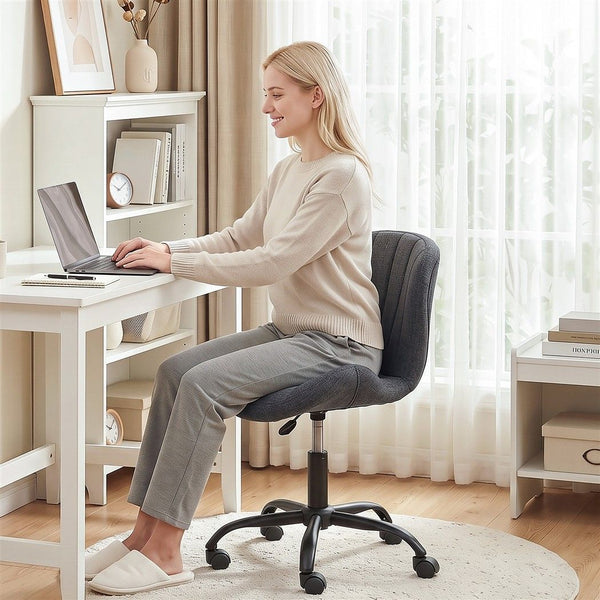 Artiss Ergonomic Office Chair Armless Height Adjustable Computer Desk Chair Fabric Dark Grey Awezingly