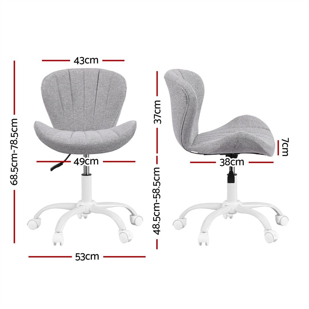 Artiss Ergonomic Office Chair Armless Height Adjustable Computer Desk Chair Fabric Light Grey Awezingly