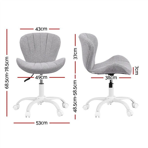 Artiss Ergonomic Office Chair Armless Height Adjustable Computer Desk Chair Fabric Light Grey Awezingly
