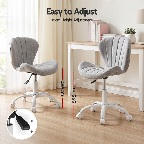 Artiss Ergonomic Office Chair Armless Height Adjustable Computer Desk Chair Fabric Light Grey Awezingly