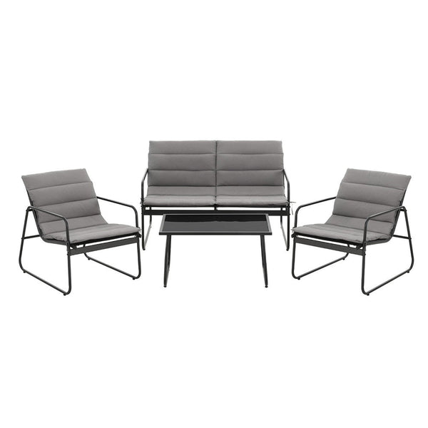 Gardeon 4PCS Outdoor Sofa Set Table and Chairs Cushion textilene Patio Furniture Awezingly