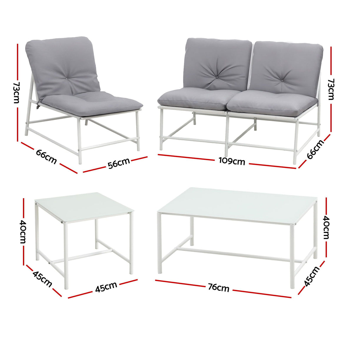 Gardeon 5-Piece Outdoor Sofa Set with Cushions table and Chairs White Awezingly