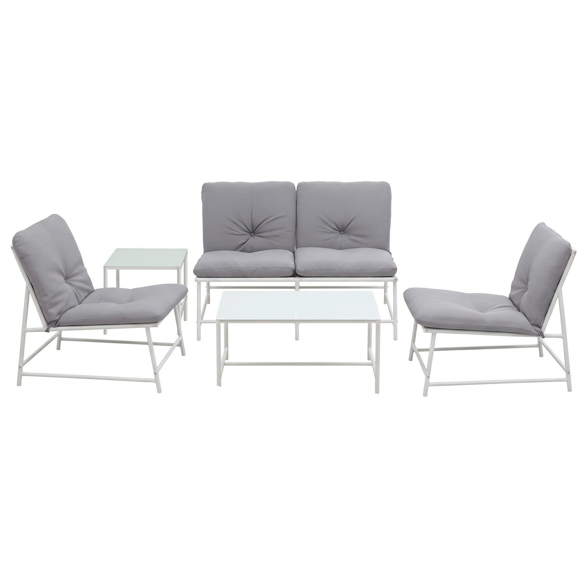 Gardeon 5-Piece Outdoor Sofa Set with Cushions table and Chairs White Awezingly