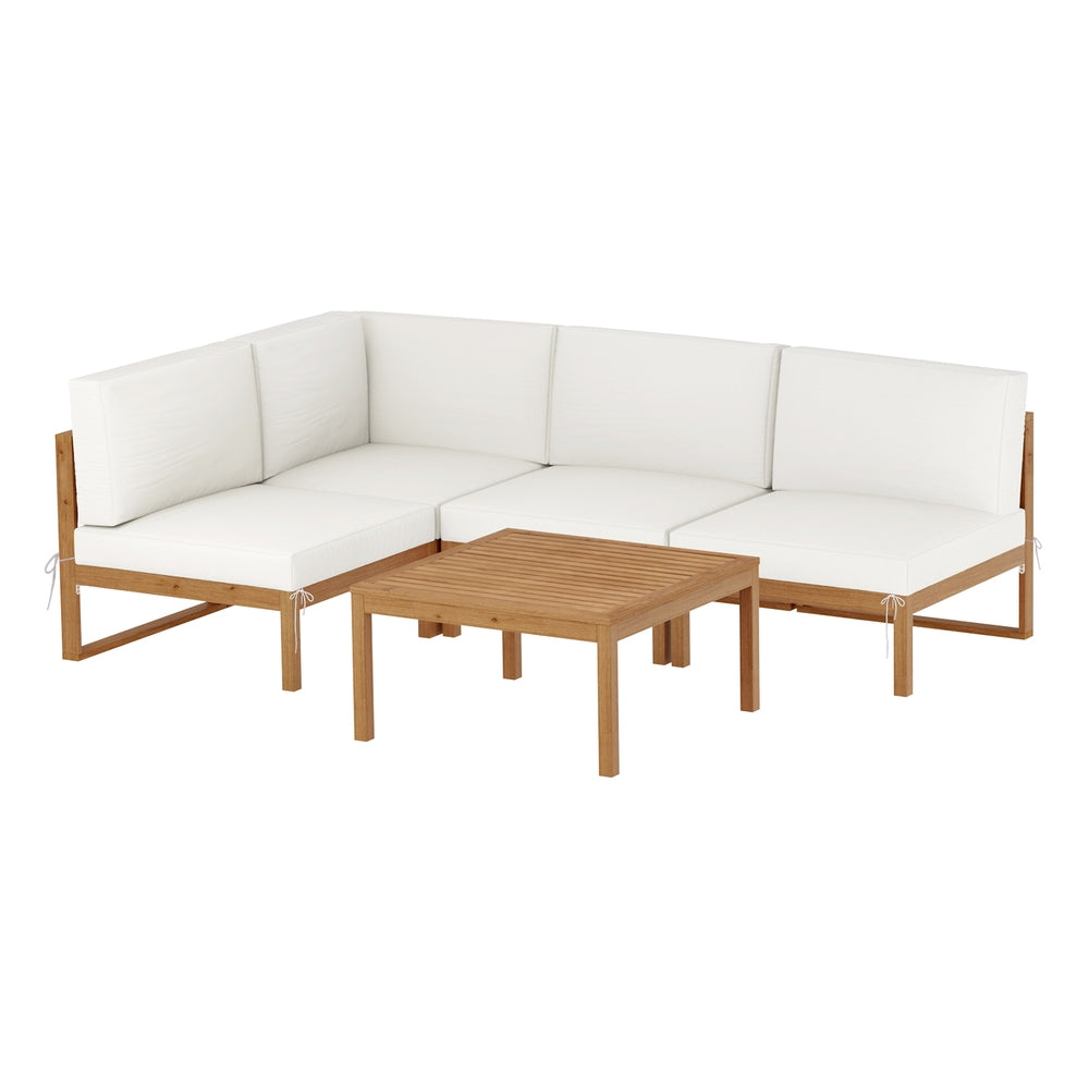 Gardeon 4-Seater Outdoor Sofa Set Wooden Lounge Setting 5PCS Awezingly