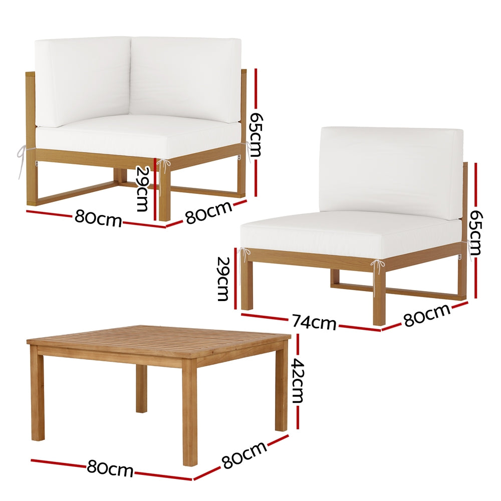 Gardeon 4-Seater Outdoor Sofa Set Wooden Lounge Setting 5PCS Awezingly