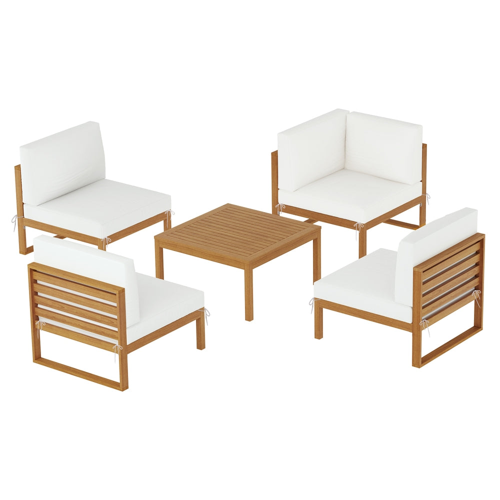 Gardeon 4-Seater Outdoor Sofa Set Wooden Lounge Setting 5PCS Awezingly