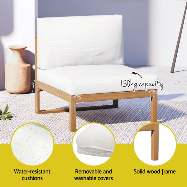 Gardeon 4-Seater Outdoor Sofa Set Wooden Lounge Setting 5PCS Awezingly