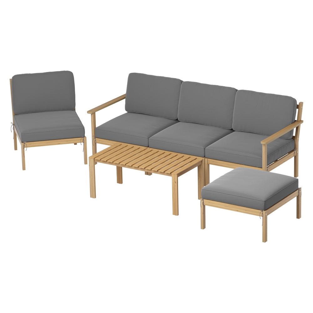 Gardeon 5-Seater Outdoor Sofa Set Wooden Lounge Setting 6PCS Awezingly