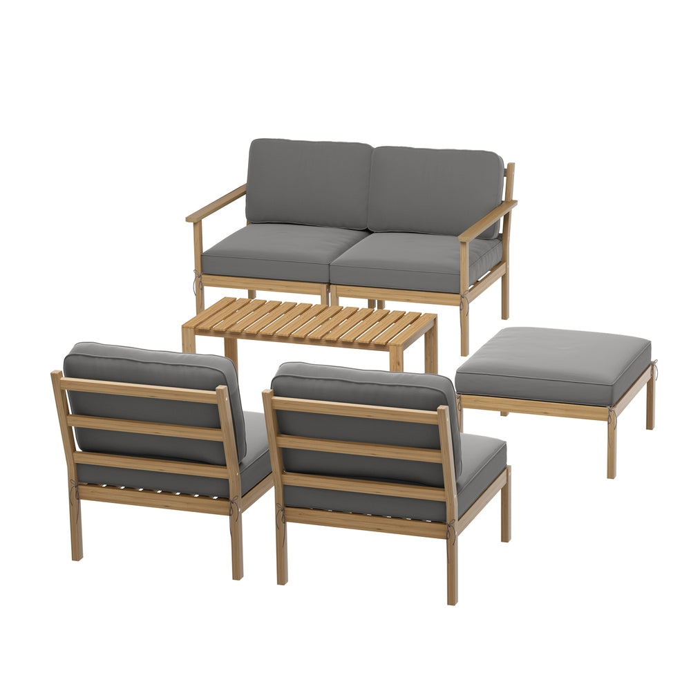 Gardeon 5-Seater Outdoor Sofa Set Wooden Lounge Setting 6PCS Awezingly
