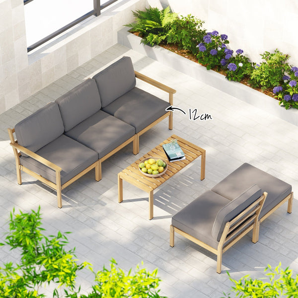 Gardeon 5-Seater Outdoor Sofa Set Wooden Lounge Setting 6PCS Awezingly