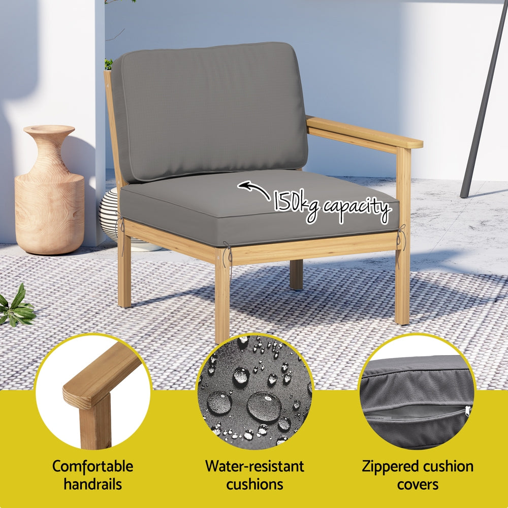 Gardeon 5-Seater Outdoor Sofa Set Wooden Lounge Setting 6PCS Awezingly