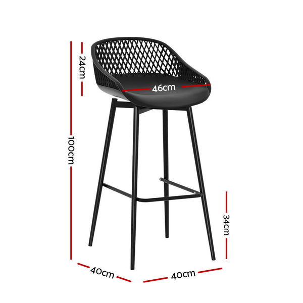 Gardeon 2PC Outdoor Bar Stools Plastic Metal Dining Chair Patio Furniture Garden Gardeon
