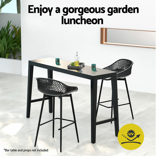 Gardeon 2PC Outdoor Bar Stools Plastic Metal Dining Chair Patio Furniture Garden Gardeon