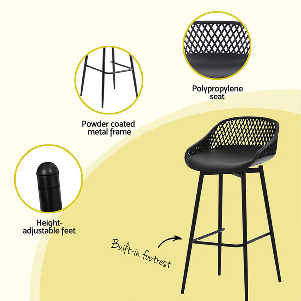 Gardeon 2PC Outdoor Bar Stools Plastic Metal Dining Chair Patio Furniture Garden Gardeon