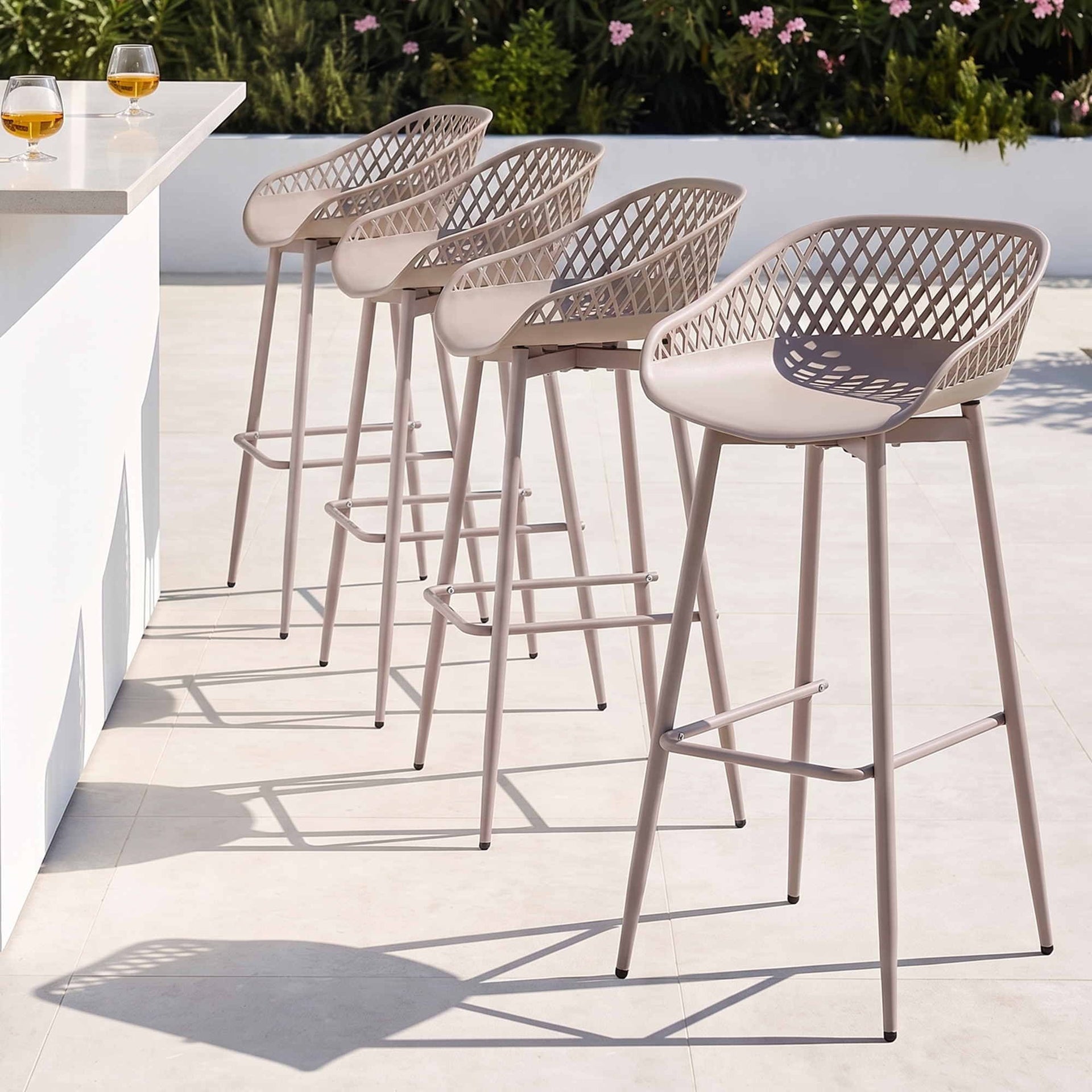 Gardeon 4-Piece Outdoor Bar Stools Plastic Metal Dining Chair Furniture Coffee Awezingly