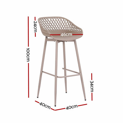 Gardeon 4-Piece Outdoor Bar Stools Plastic Metal Dining Chair Furniture Coffee