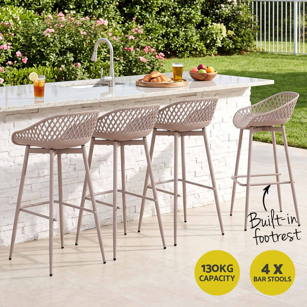 Gardeon 4-Piece Outdoor Bar Stools Plastic Metal Dining Chair Furniture Coffee Awezingly