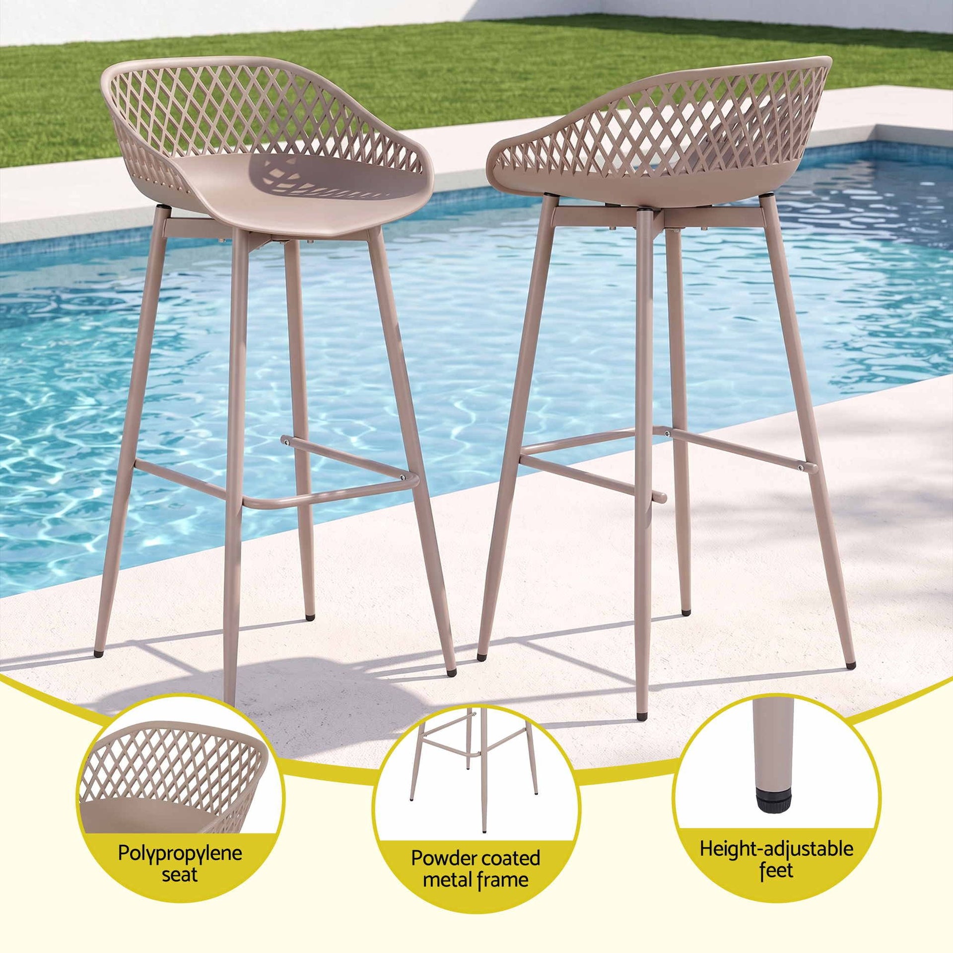 Gardeon 4-Piece Outdoor Bar Stools Plastic Metal Dining Chair Furniture Coffee Awezingly
