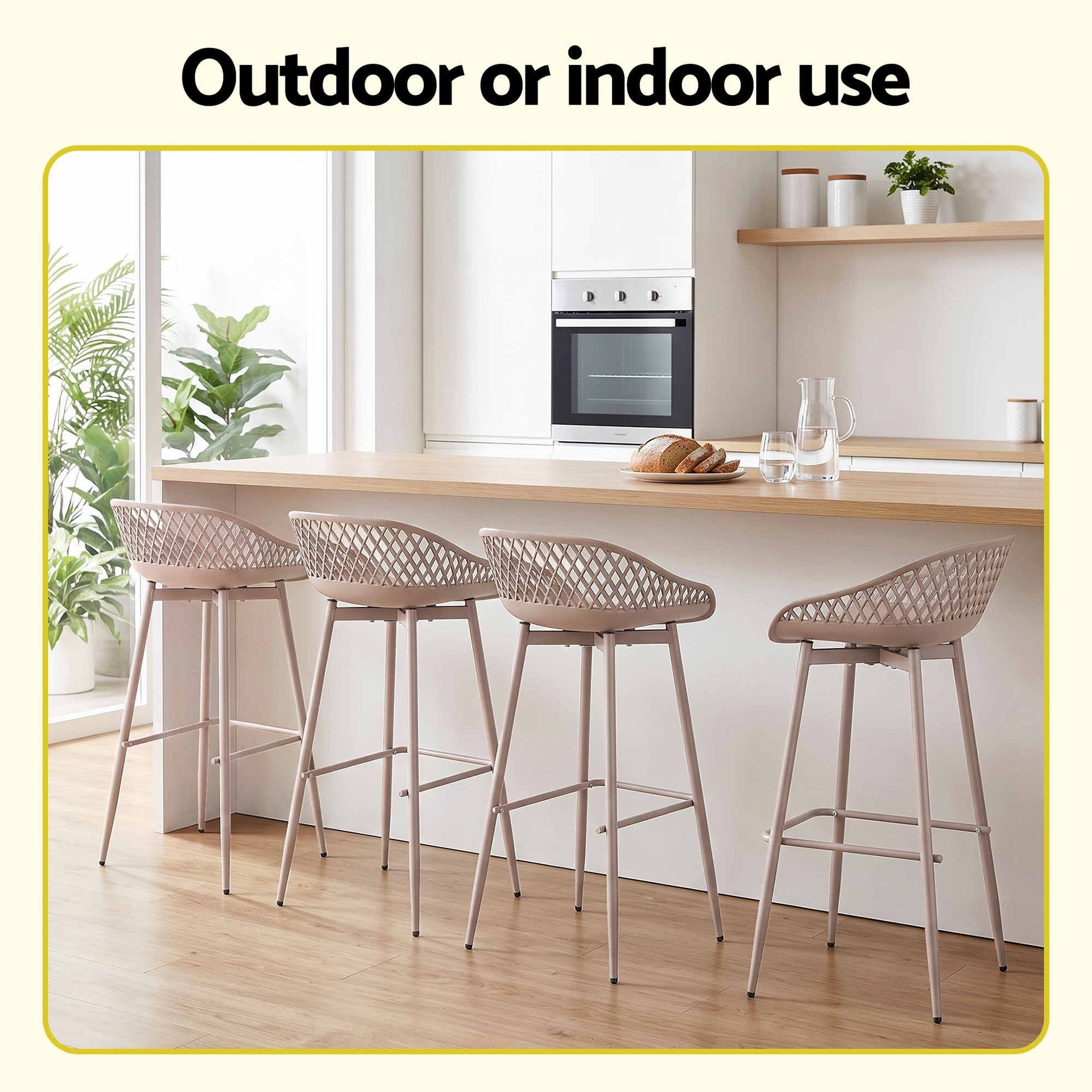 Gardeon 4-Piece Outdoor Bar Stools Plastic Metal Dining Chair Furniture Coffee Awezingly