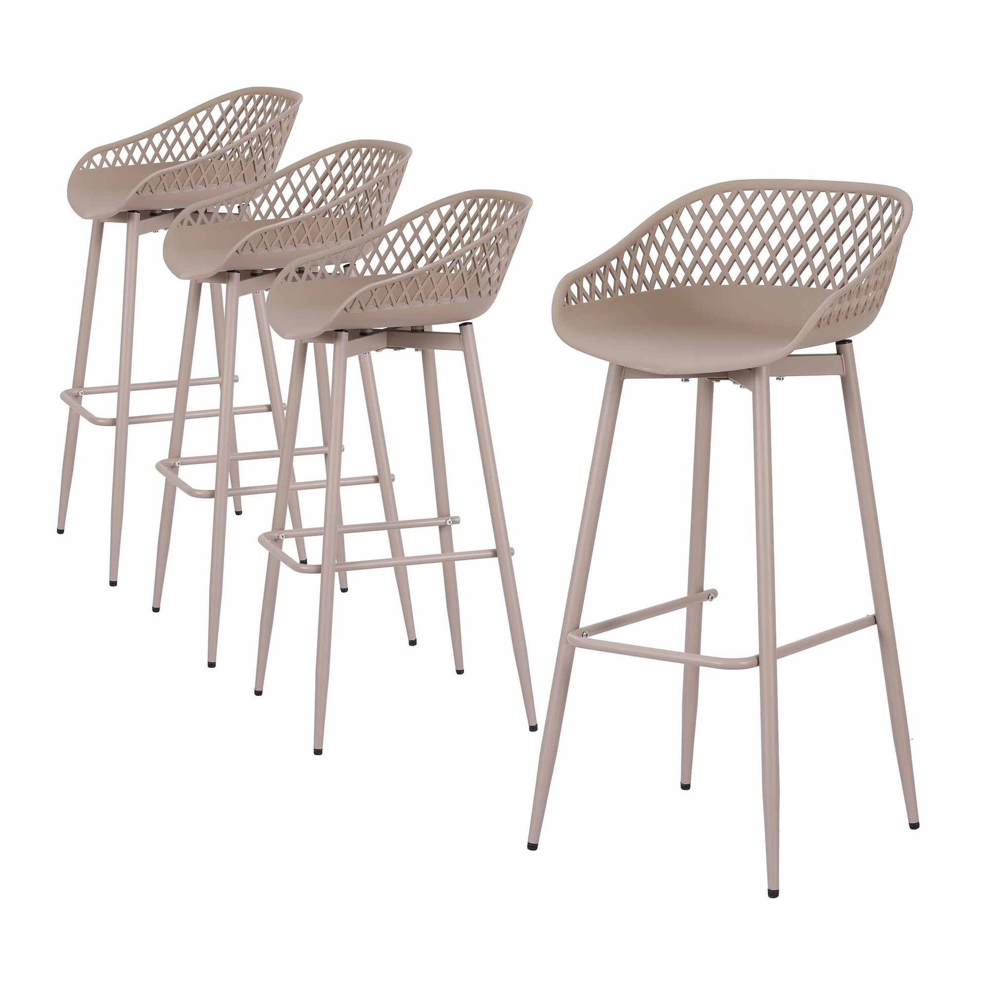Gardeon 4-Piece Outdoor Bar Stools Plastic Metal Dining Chair Furniture Coffee Awezingly